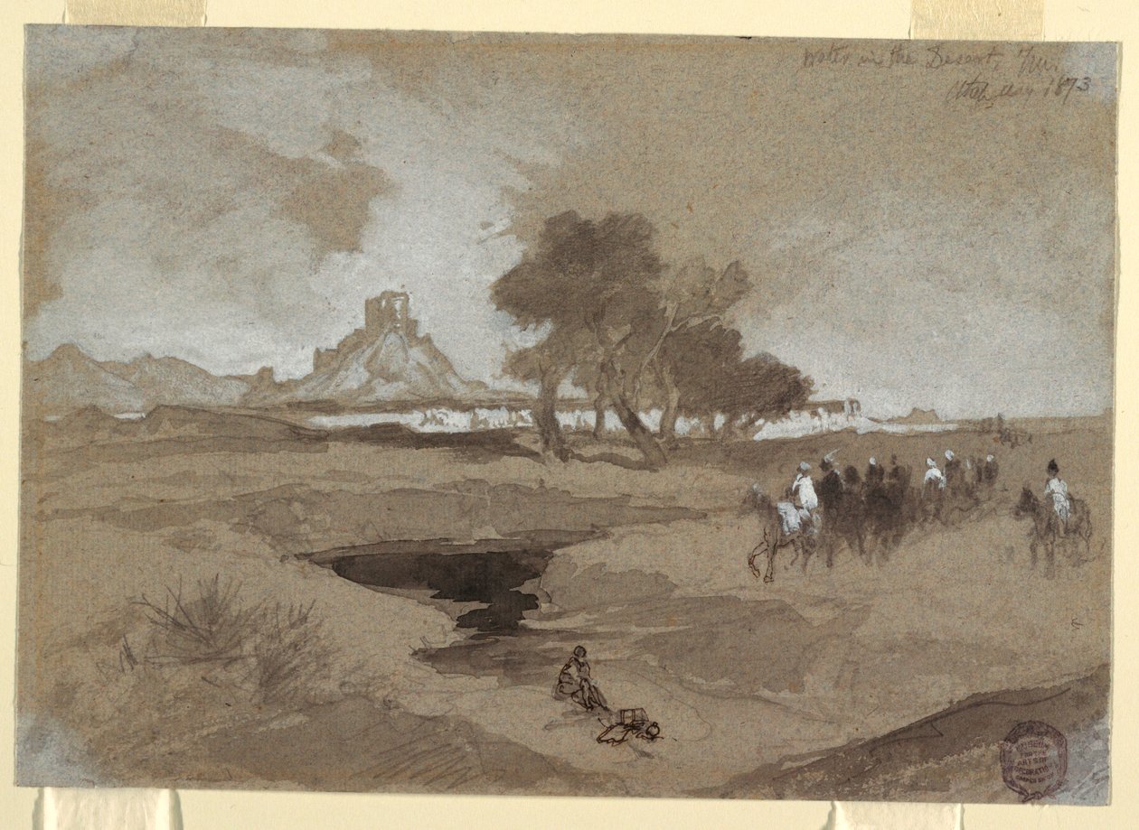 Rajz, Víznyelő a sivatagban, Utah, 1873 alkotó: Thomas Moran