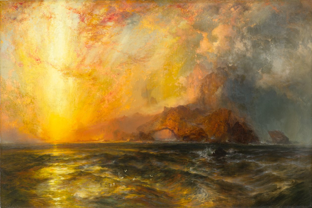 A vörös nap hevesen leszállva égette végig az eget, 1875-1876 alkotó: Thomas Moran