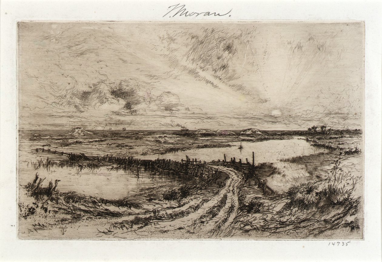 Hook Pond és a régi híd alkotó: Thomas Moran
