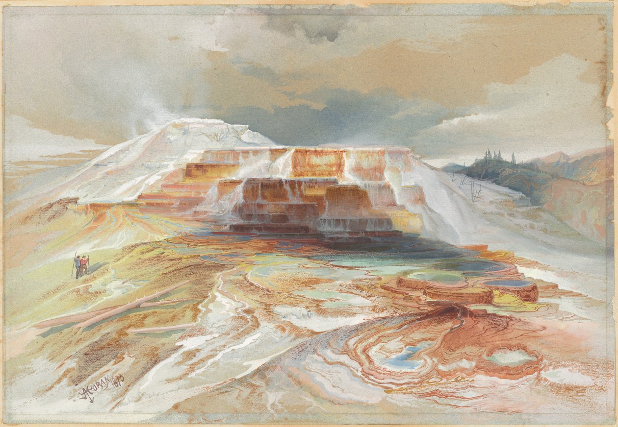 A Gardiner folyó meleg forrásai, Yellowstone alkotó: Thomas Moran