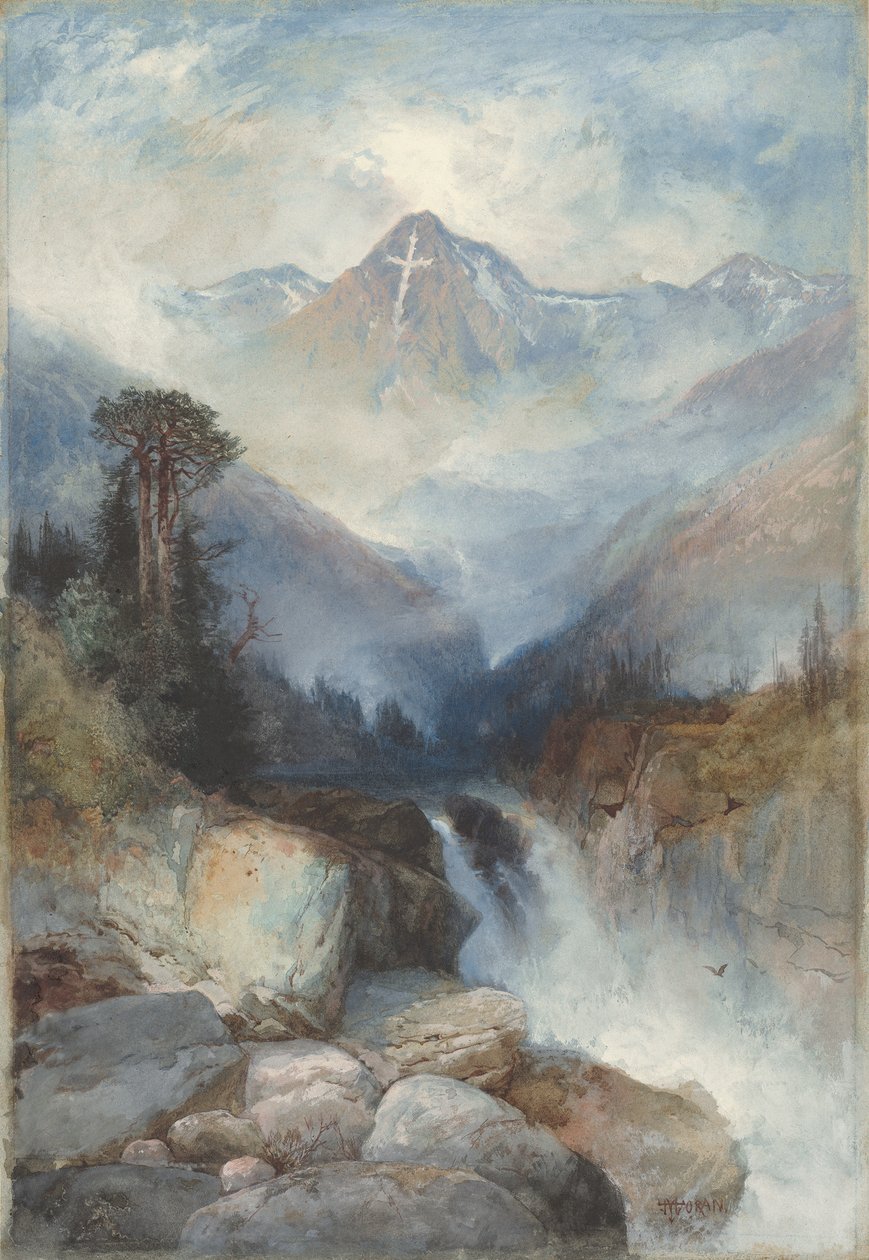 Szent Kereszt hegye, 1890 (akvarell és gouache grafiton) alkotó: Thomas Moran