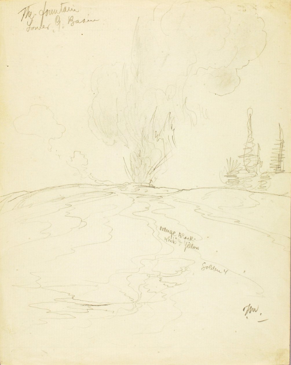A szökőkút, Alsó Gejzírmedence, Yellowstone alkotó: Thomas Moran