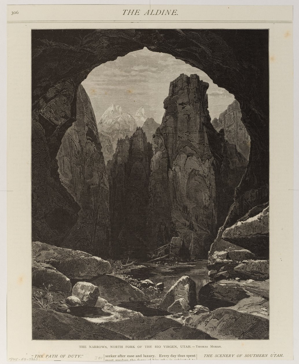 A szoros, a Rio Virgen északi ága, Utah alkotó: Thomas Moran