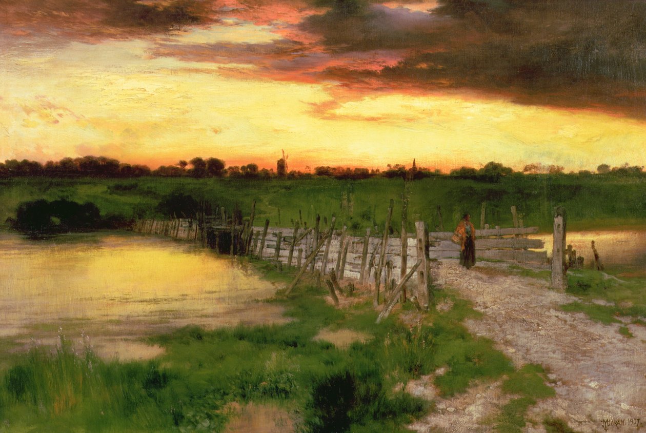 Az Old Bridge Over Hook Pond, 1907 alkotó: Thomas Moran