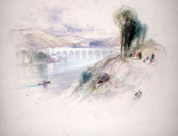 A Schuylkill folyó (ceruza és akvarell papíron) alkotó: Thomas Moran