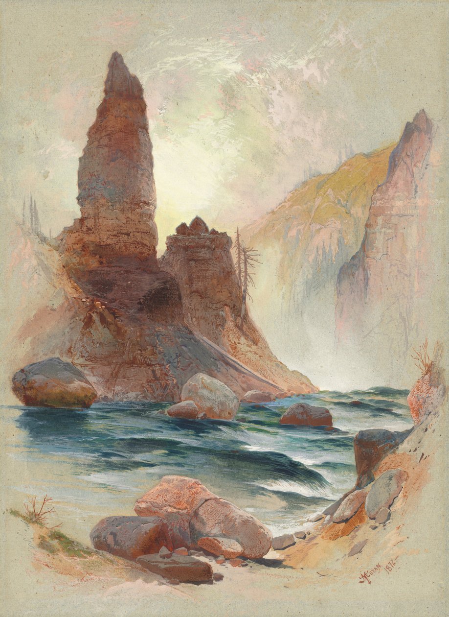 Torony a Tower Fallsnál, Yellowstone alkotó: Thomas Moran