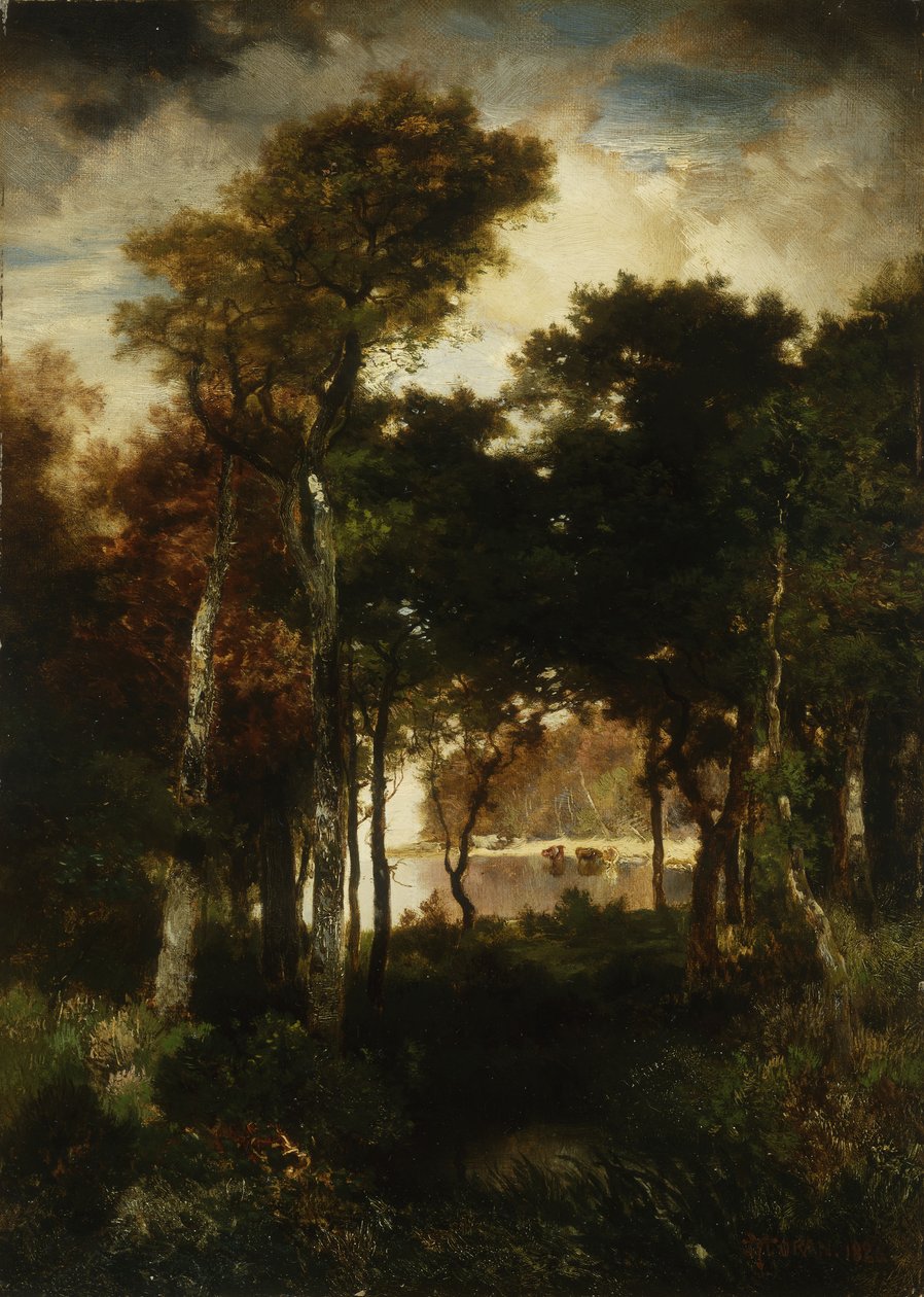 Erdő a folyó mellett, 1886 alkotó: Thomas Moran
