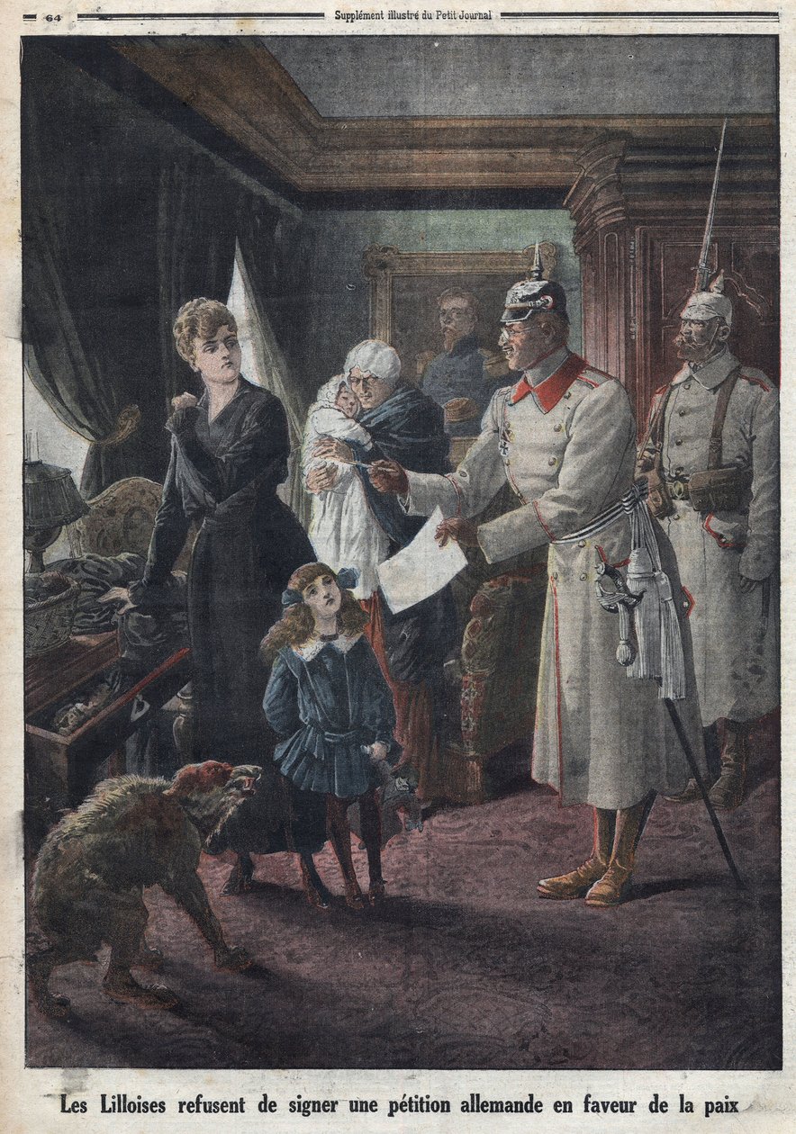 Első világháború: Lille lakosai nem hajlandók aláírni a német katonák béke iránti petícióját alkotó: Thomas & Mortimer John Hamilton (1741-79) Jones