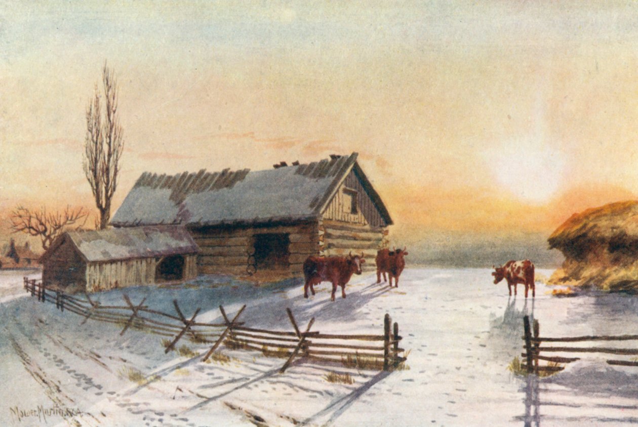 Hátsó vidéki tanya, tél (színes litográfia) alkotó: Thomas Mower Martin