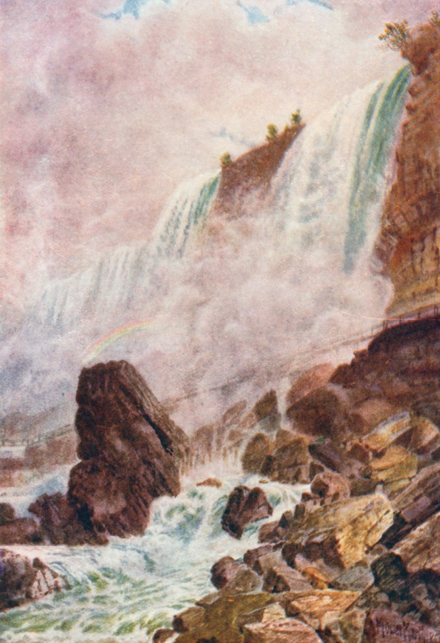 Niagara-vízesés (színes litográfia) alkotó: Thomas Mower Martin