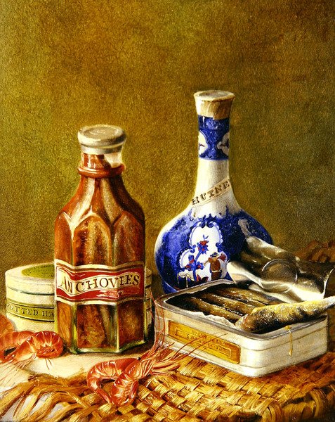 Csendélet szardellával, 1844-62 körül (olaj, karton, vászonra fektetve) alkotó: Thomas Musgrave