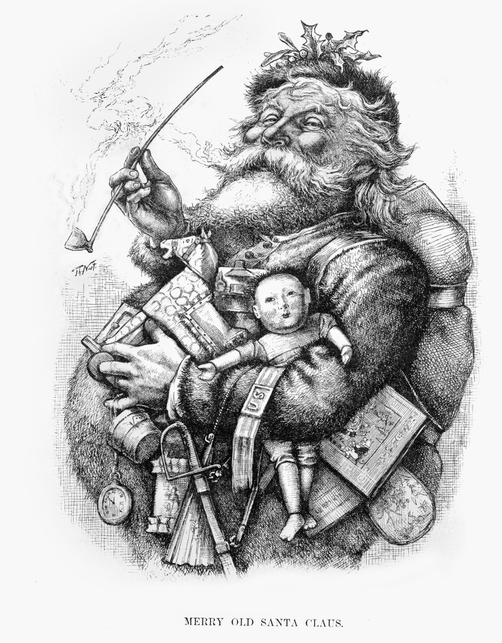 Vidám Öreg Mikulás, a művész által metszett alkotó: Thomas Nast