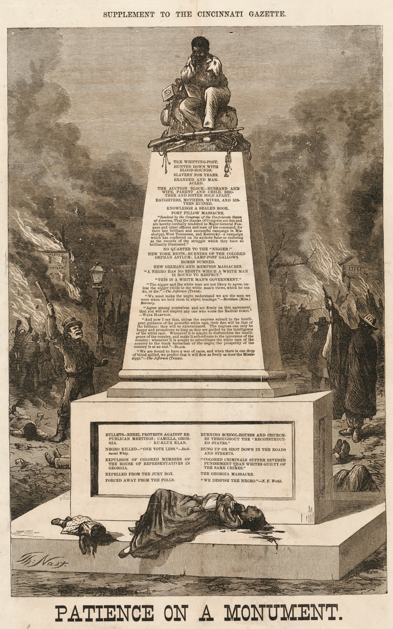 „Türelem egy emlékműben”, 1868. október 8. alkotó: Thomas Nast
