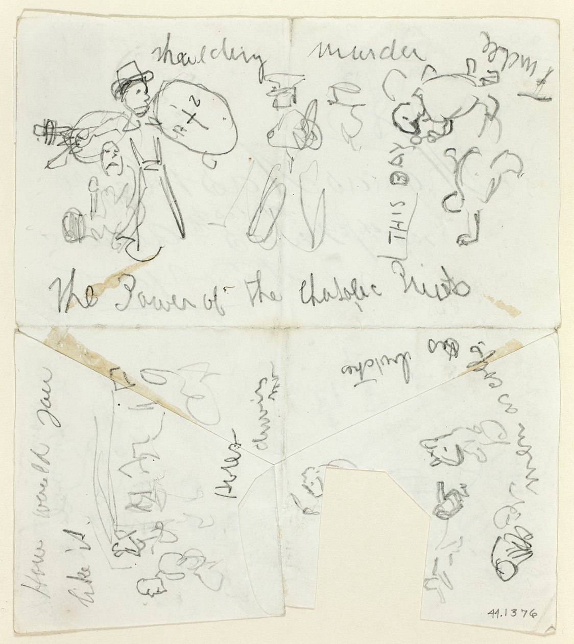 Vázlatok lapja: Vázlatok (hátoldal): A katolikus papok hatalma (előlap); Vázlatlap (hátlap) alkotó: Thomas Nast