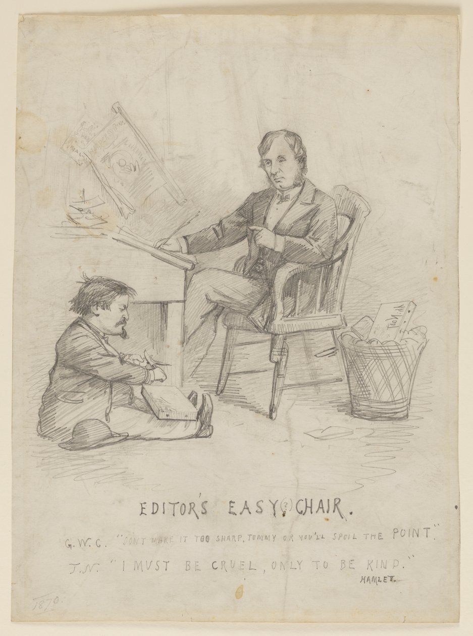 Tanulmány a rajzfilmhez, "Szerkesztői fotel" alkotó: Thomas Nast