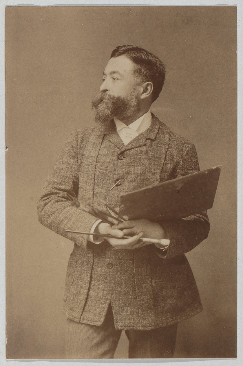 Thomas Nast háromnegyed alakos portréja palettával és ecsettel alkotó: Thomas Nast