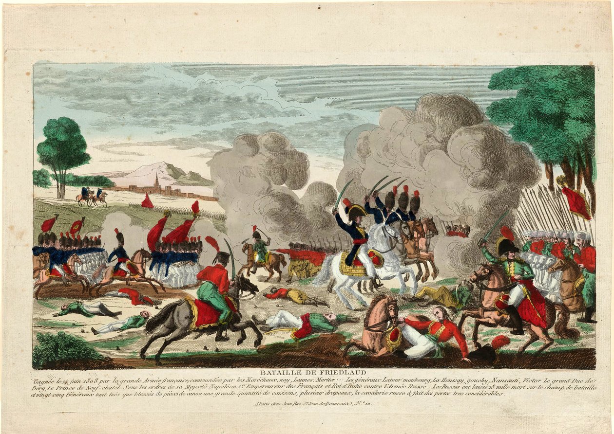 Bataille de Friedland – A friedlandi csata. Az orosz Leib Gárda vádja 1807. június 14-én – Naudet, Thomas Charles alkotó: Thomas Naudet