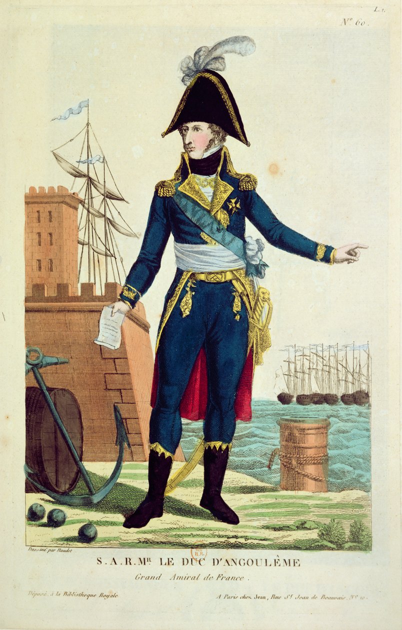 Louis-Antoine de Bourbon (1775-1844) Angouleme hercege (színes metszet) alkotó: Thomas Naudet