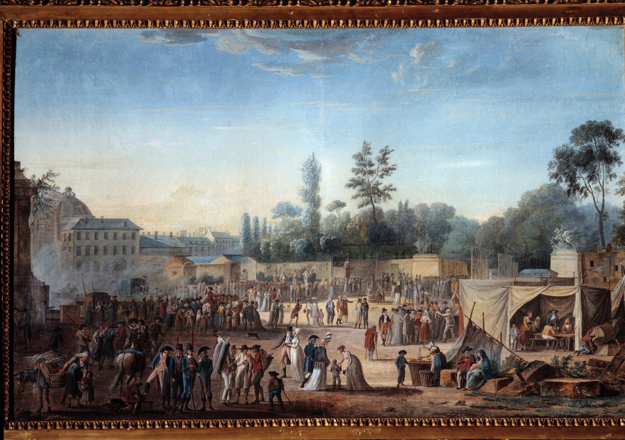 Kilátás a Tuileriákra Place de la Revolution (1789-1799) Kilátás a Tuileries-ra és a jelenlegi Place de la Concorde-ra. Thomas Naudet (1778-1810) festménye alkotó: Thomas Naudet