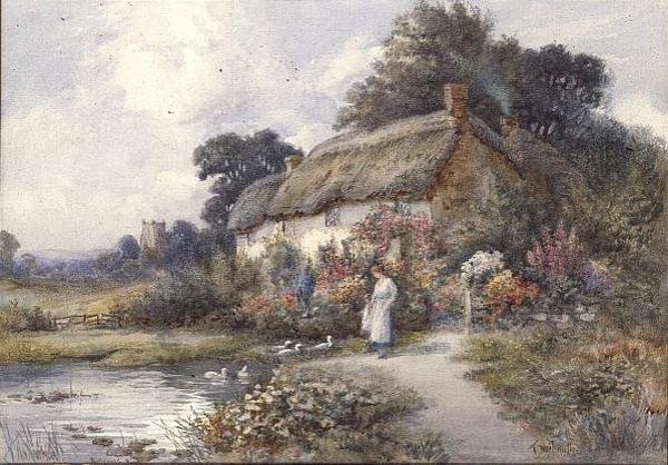 Nádfedeles házikó, Ringwood, Hampshire (akvarell) alkotó: Thomas Noelsmith