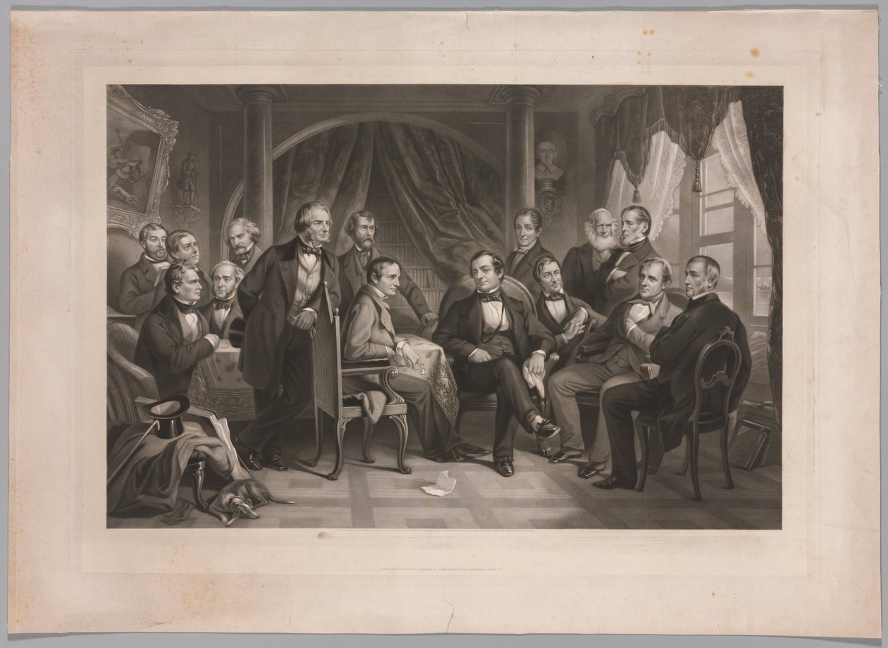 Washington Irving és irodalmi barátai Sunnyside-ban, 1864. alkotó: Thomas Oldham Barlow