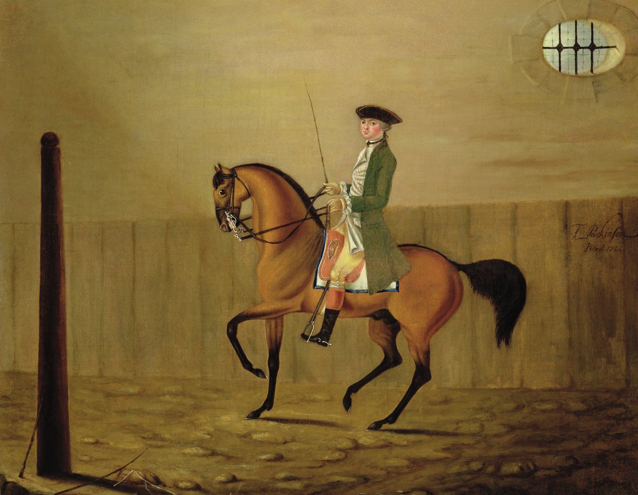 Úriember egy öböl lovon a lovardában alkotó: Thomas Parkinson