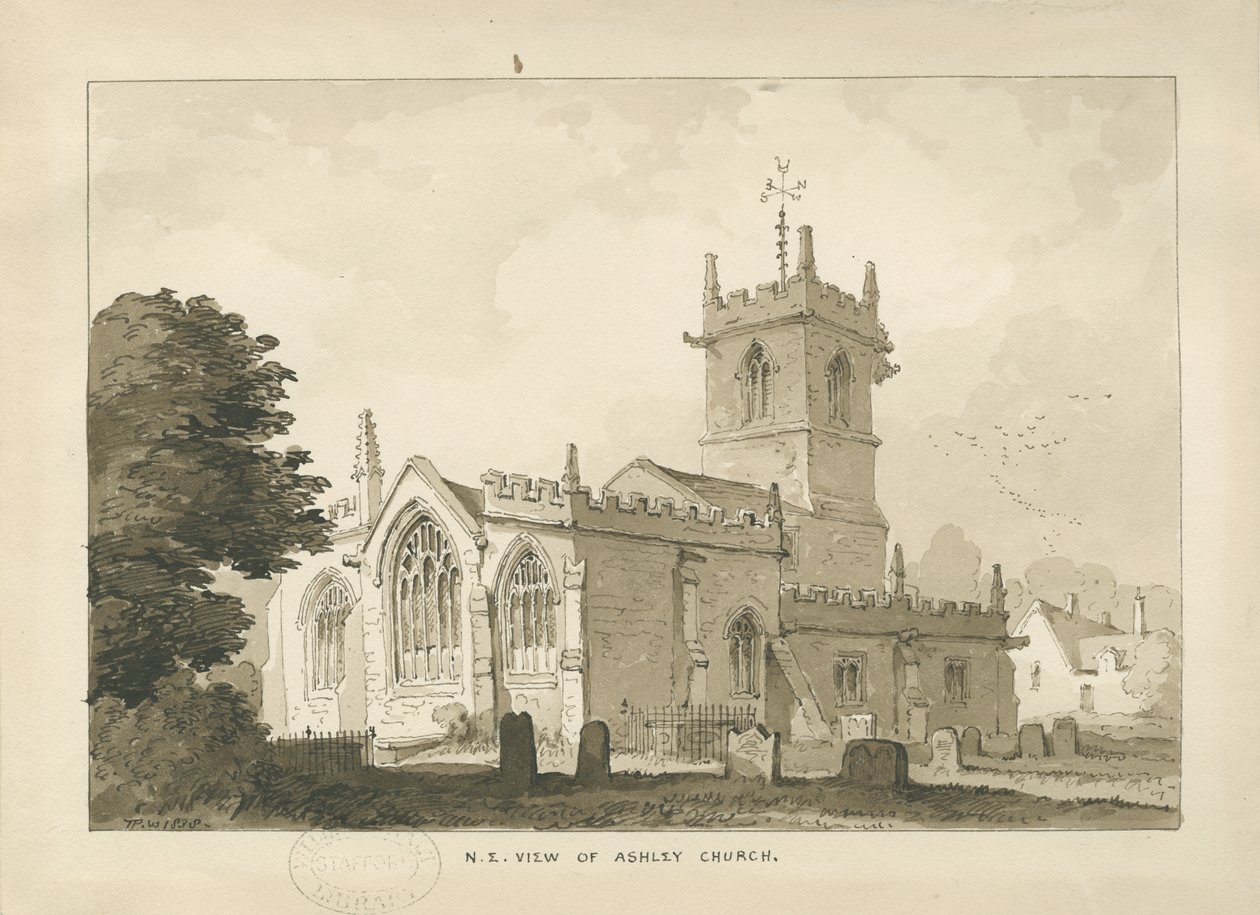 Ashley Church: szépia rajz, 1838 alkotó: Thomas Peploe Wood