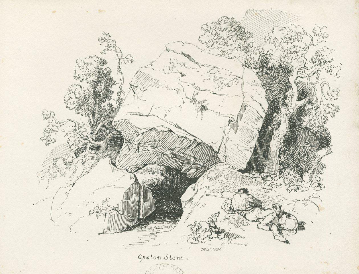 Biddulph - "Gawton Stone": toll- és tusrajz, 1836 alkotó: Thomas Peploe Wood