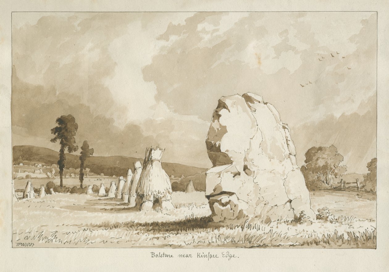 Bolstone, Kinver Edge közelében: szépia rajz alkotó: Thomas Peploe Wood