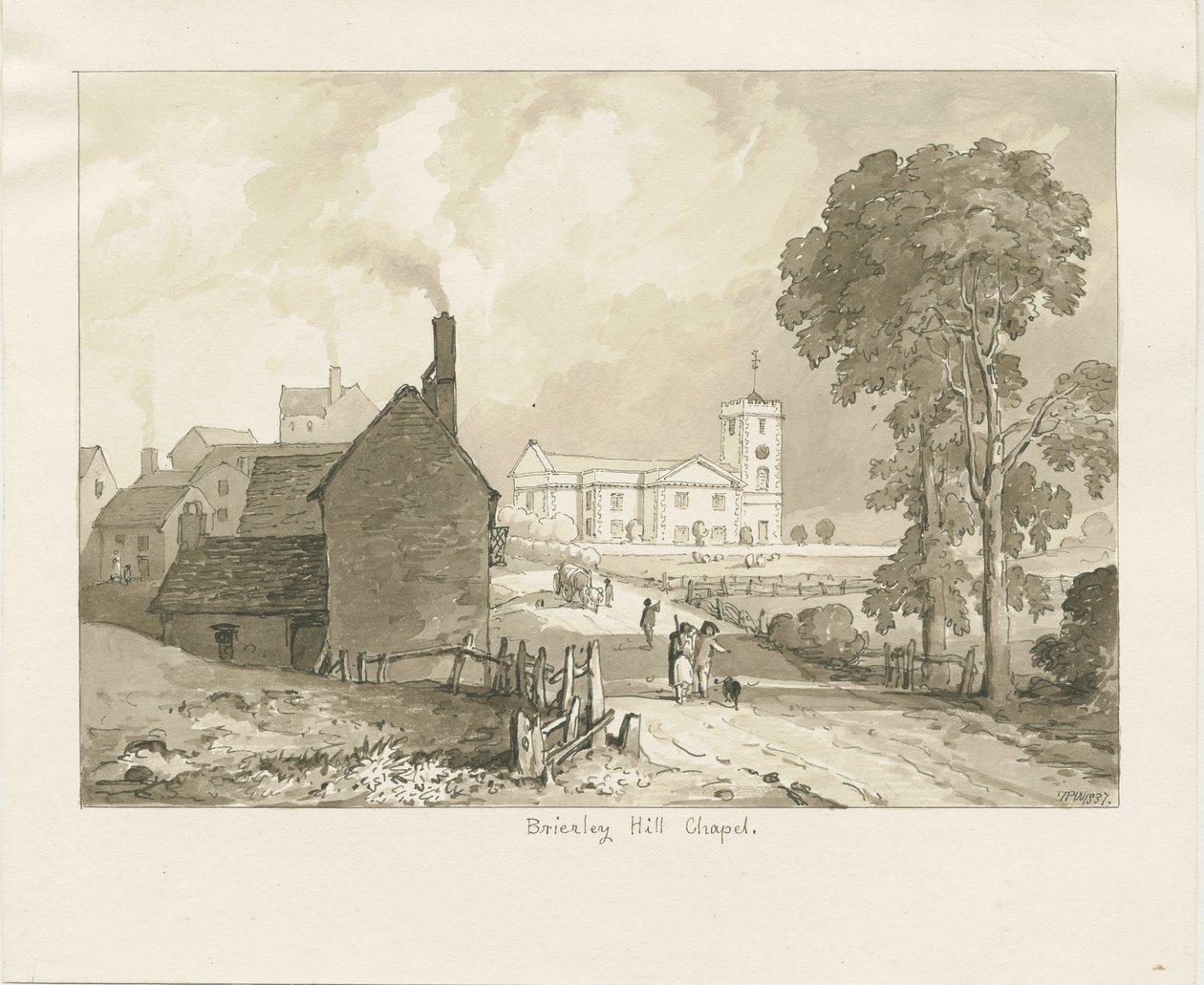 Brierley Hill Chapel: szépia rajz, 1837 alkotó: Thomas Peploe Wood