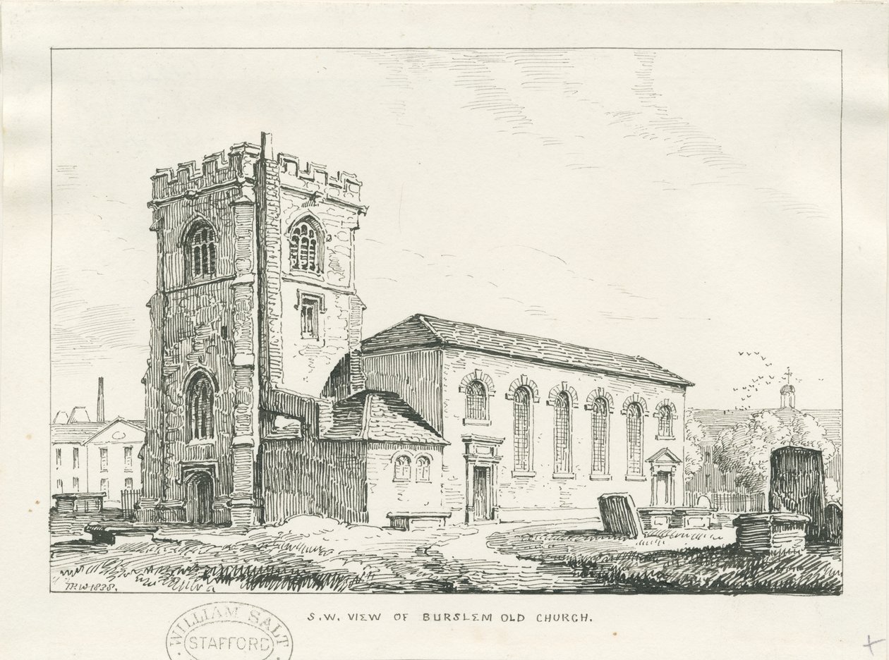 Burslem - Szent János templom: tollrajz alkotó: Thomas Peploe Wood