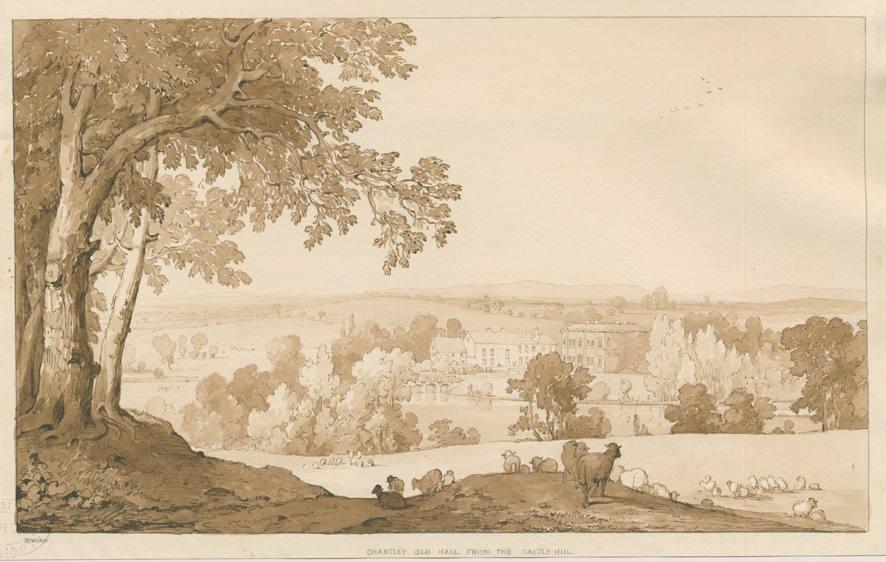 Chartley Hall: szépia rajz, 1837 alkotó: Thomas Peploe Wood