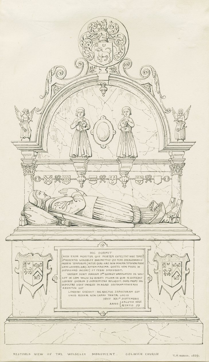 Colwich - Wolseley Emlékmű: tollrajz alkotó: Thomas Peploe Wood