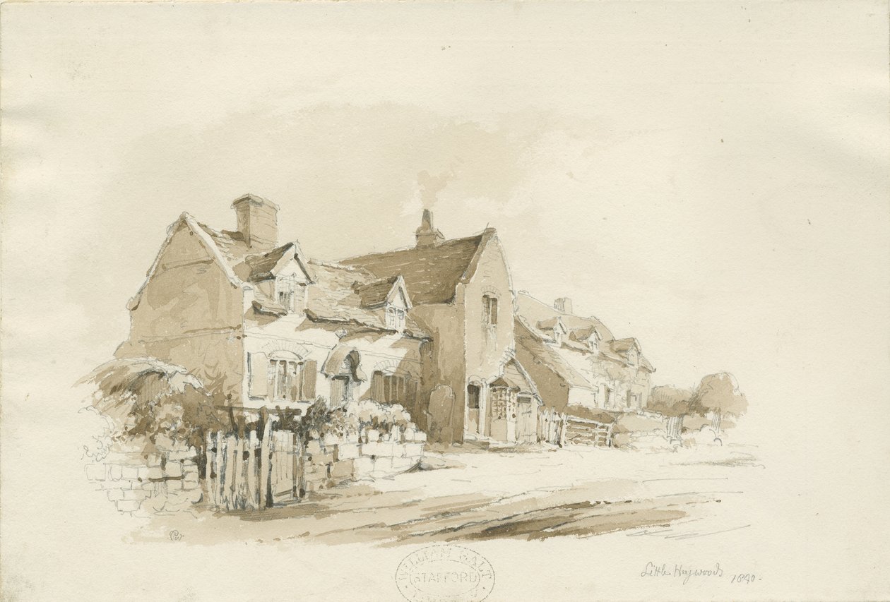Víkendházak Little Haywoodban: ceruza és mosás rajz alkotó: Thomas Peploe Wood