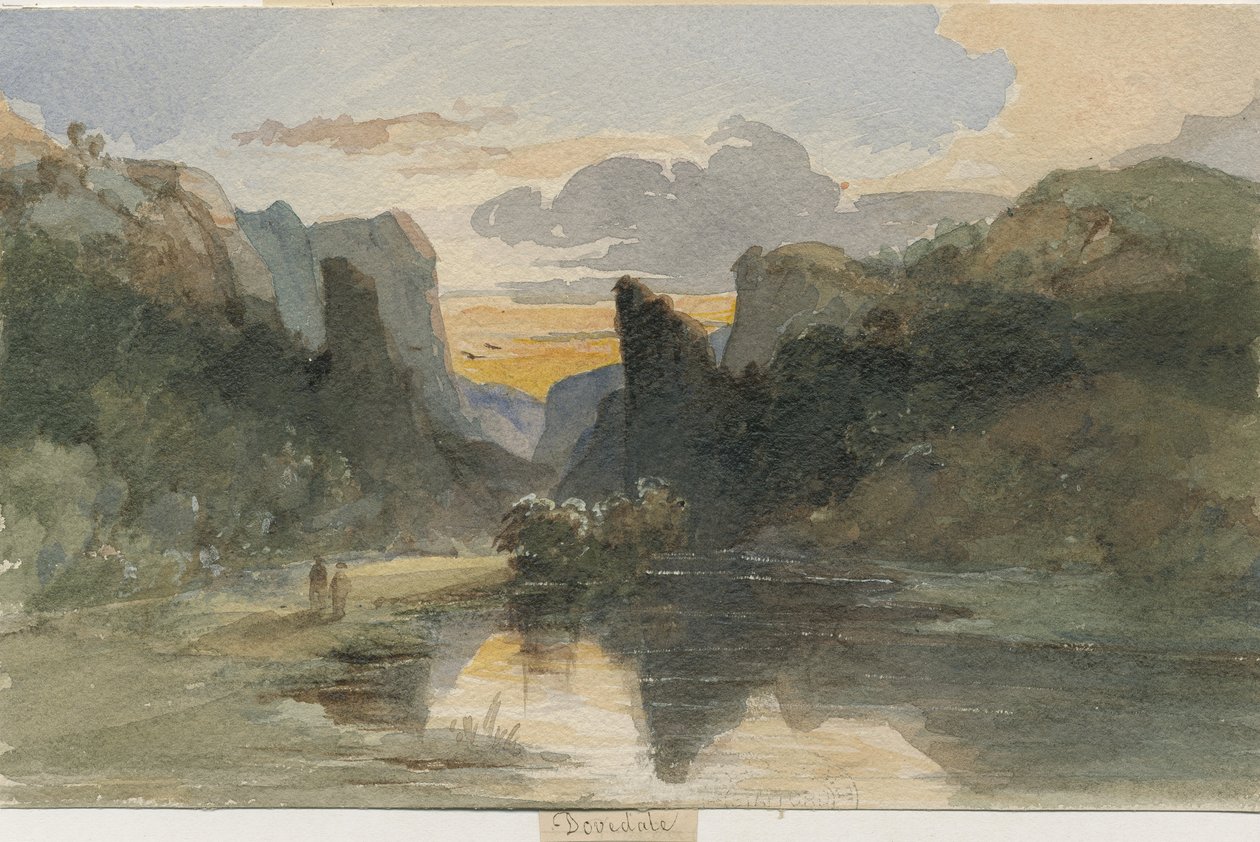 Dovedale - tájkép: akvarell festészet, nd [?XIX. század] alkotó: Thomas Peploe Wood