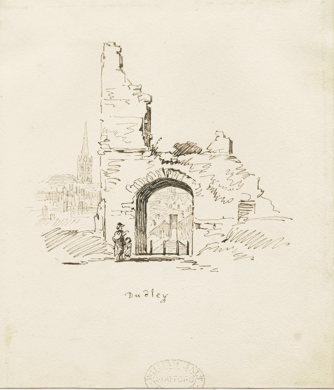 Dudley-kastély – The Keep: ceruzavázlat, nd [XIX. század] (rajz) alkotó: Thomas Peploe Wood