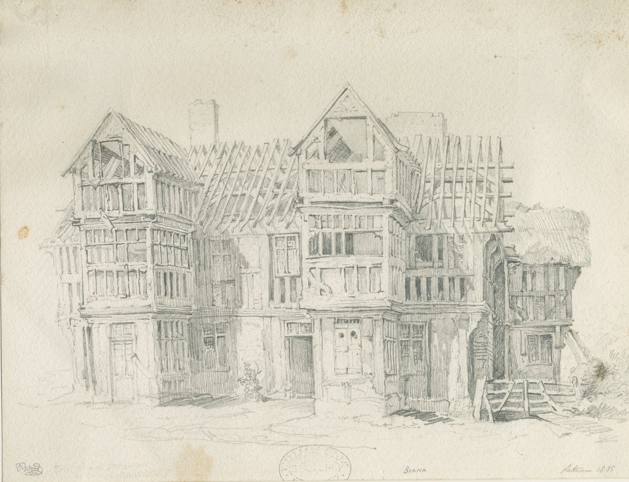 Eccleshall – Biana Hall: ceruzarajz, 1835 alkotó: Thomas Peploe Wood