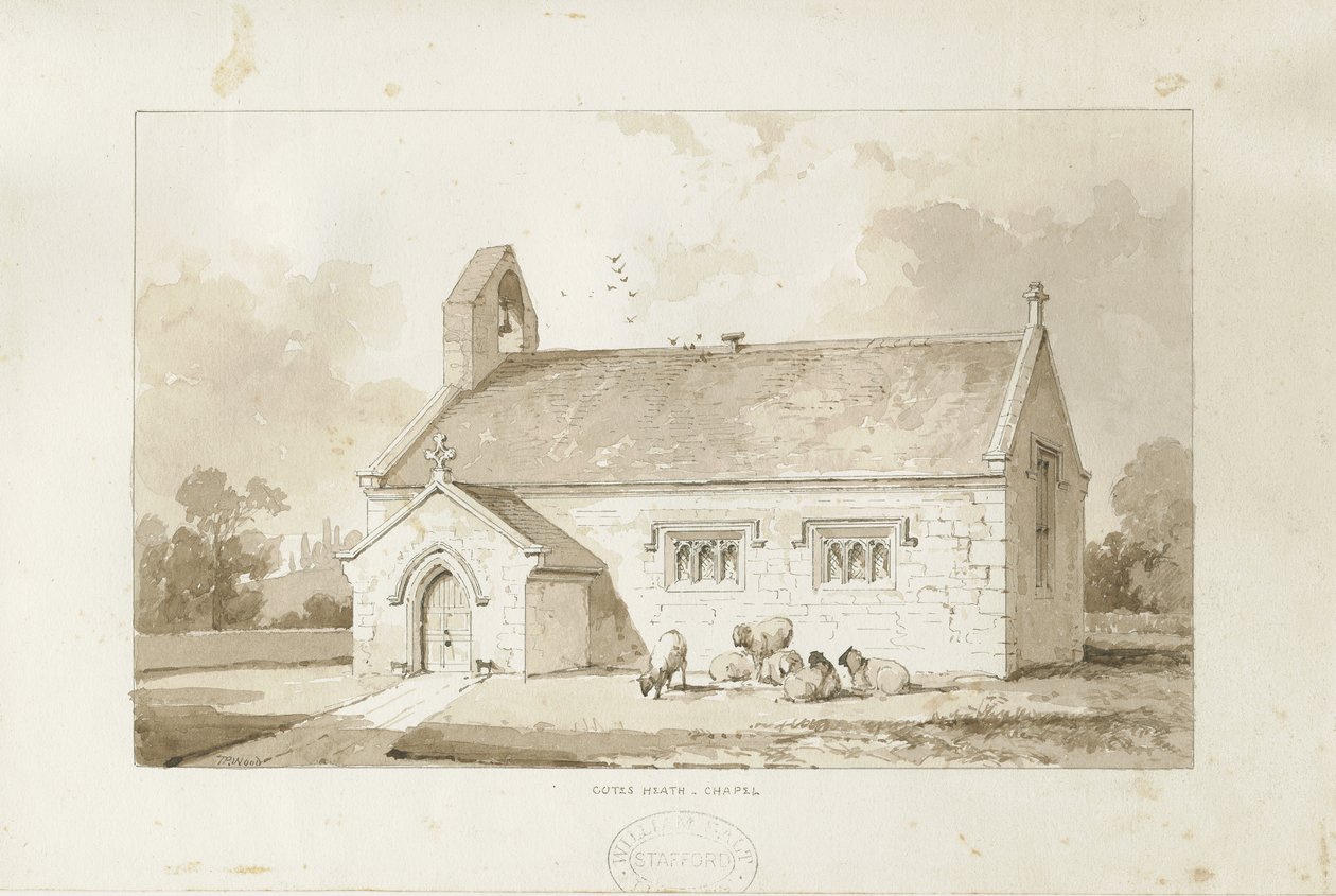 Eccleshall – Cotes Heath Chapel: szépia mosás rajza, nd [1817-1845] alkotó: Thomas Peploe Wood