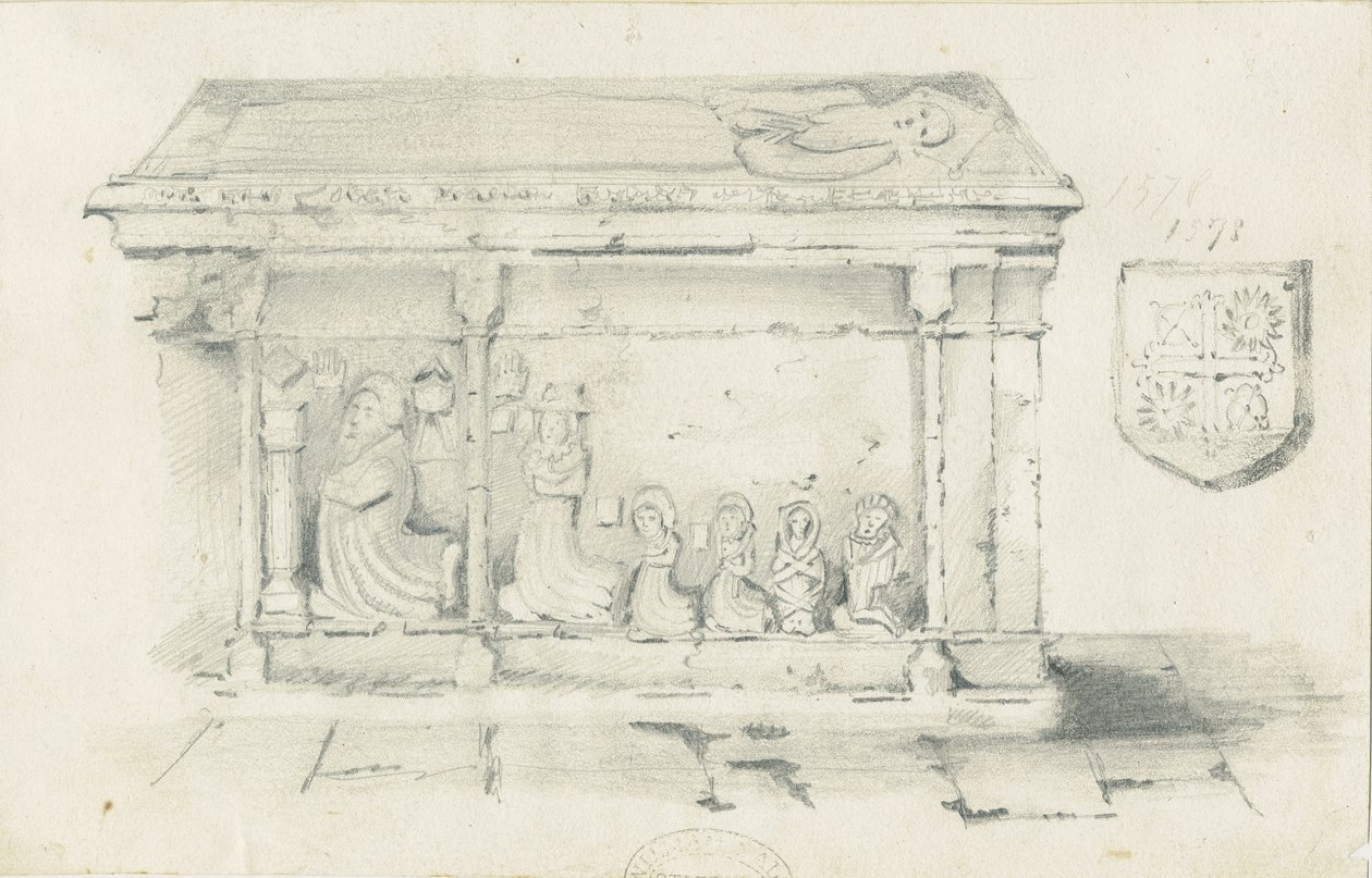 Eccleshall templom – Bentham püspök sírja: ceruzarajz, nd [1817-1845] alkotó: Thomas Peploe Wood