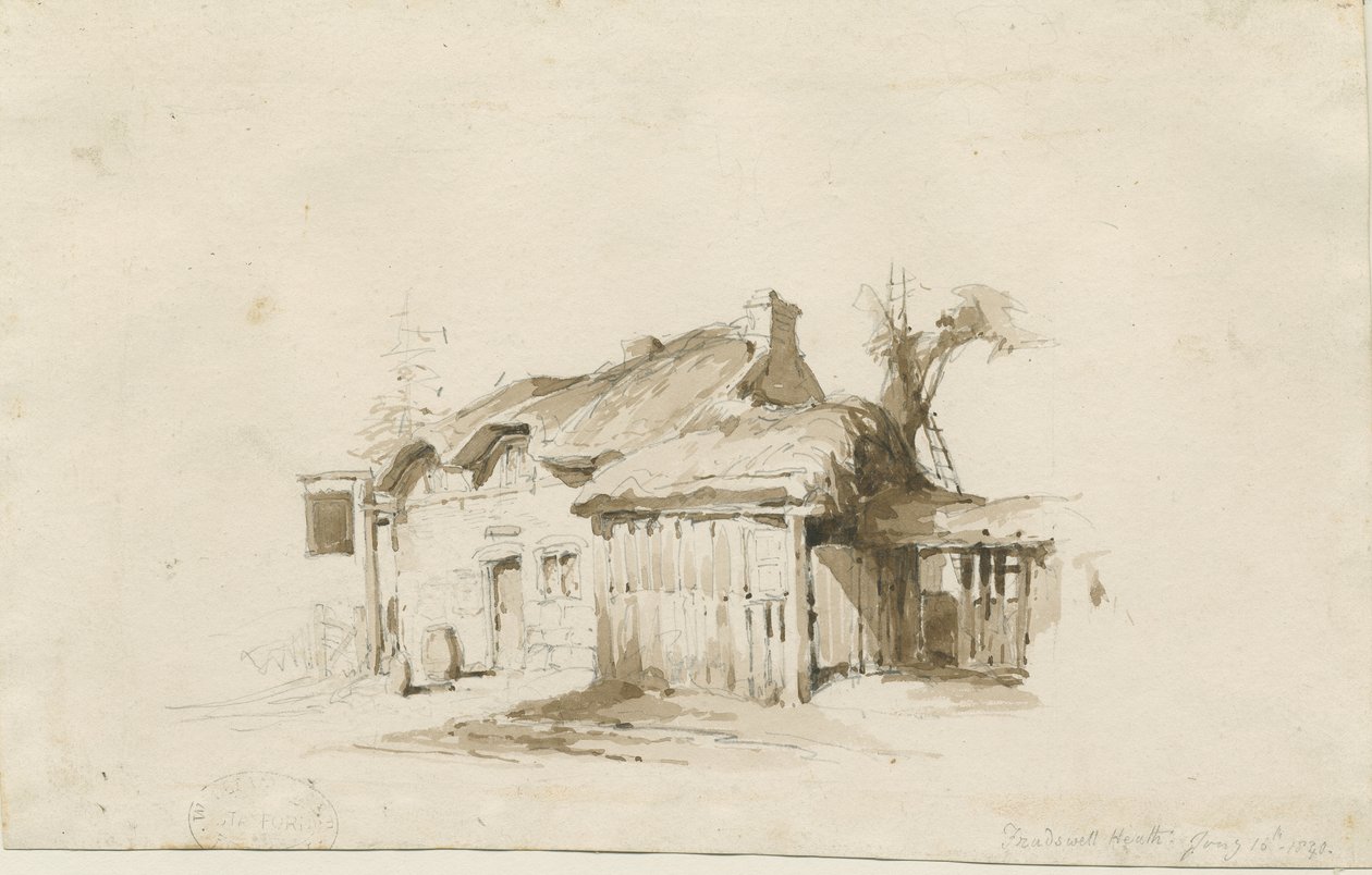 Fradswell - Cottage on Heath: ceruza és mosás rajz alkotó: Thomas Peploe Wood