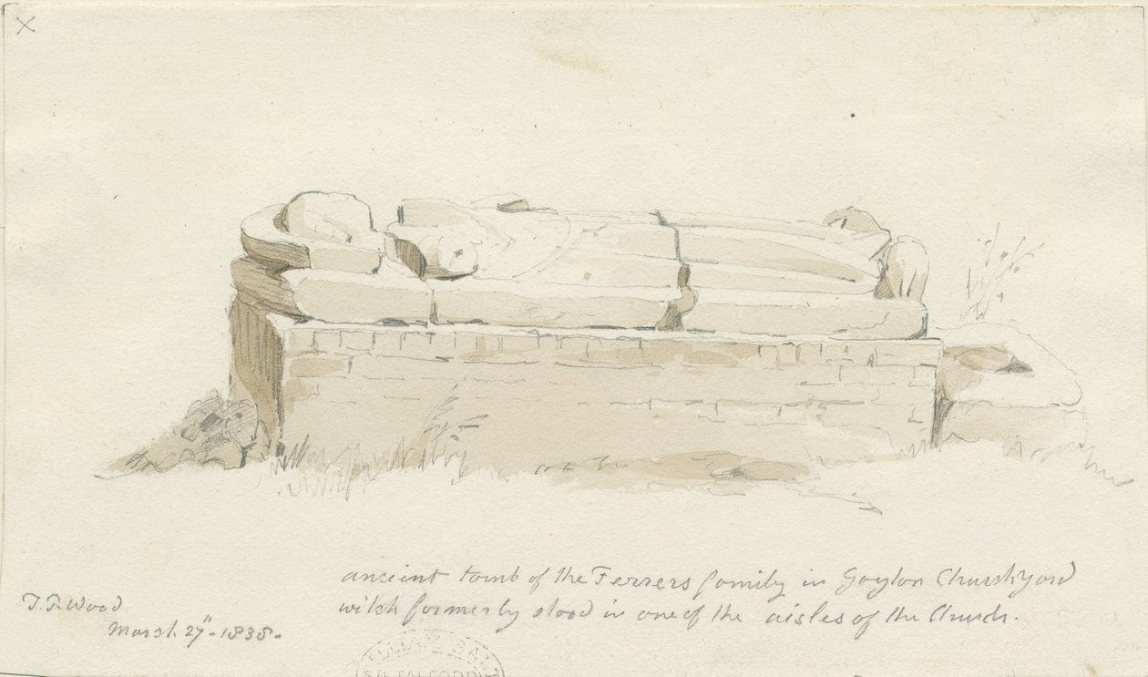 Gayton templom: ceruza- és mosórajz, 1838. március 27. (rajz) alkotó: Thomas Peploe Wood