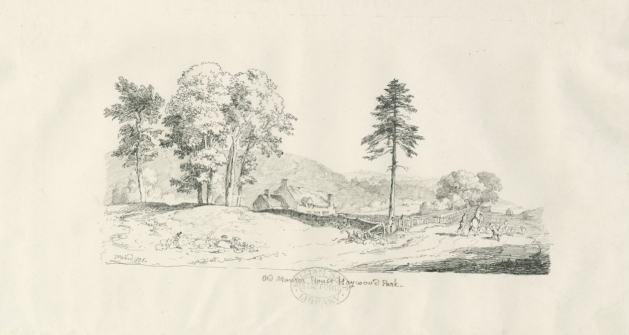 Haywood Park - Old Manor House: toll- és tusrajz alkotó: Thomas Peploe Wood