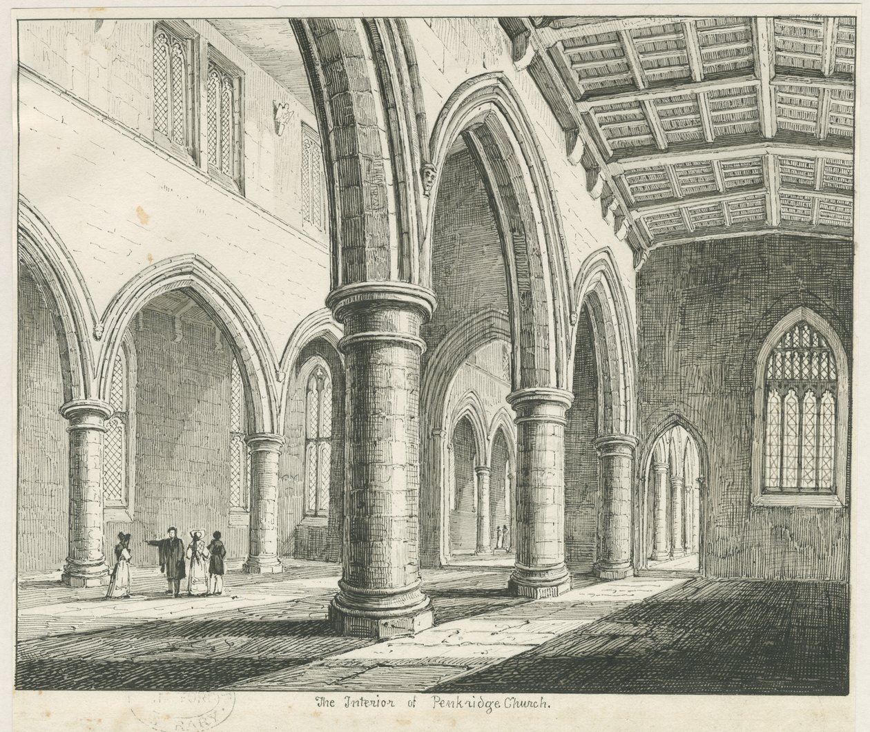 Penkridge templom belseje: toll- és tusrajz, nd [?1837] (rajz) alkotó: Thomas Peploe Wood
