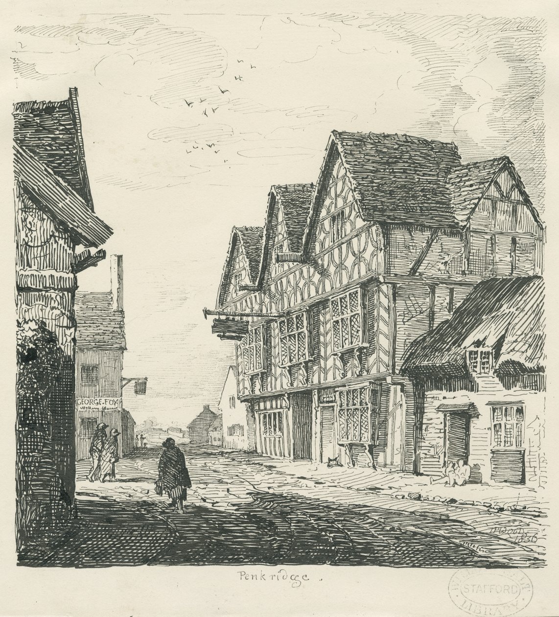 Penkridge Town - Old House: toll- és tusrajz alkotó: Thomas Peploe Wood