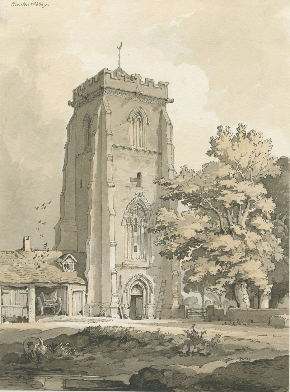 Ranton Abbey [Priory]: toll és mosó rajz, nd [?1838] (rajz) alkotó: Thomas Peploe Wood