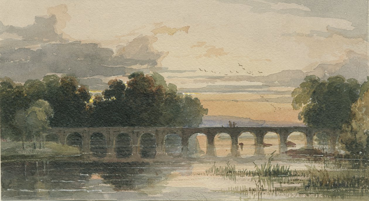 Shugborough Bridge: akvarell festészet, nd [XIX. század] alkotó: Thomas Peploe Wood