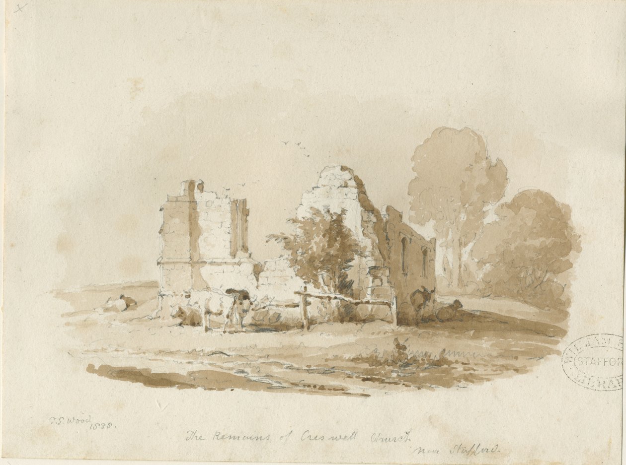 Stafford - Creswell Chapel: szépia rajz (matricás) alkotó: Thomas Peploe Wood