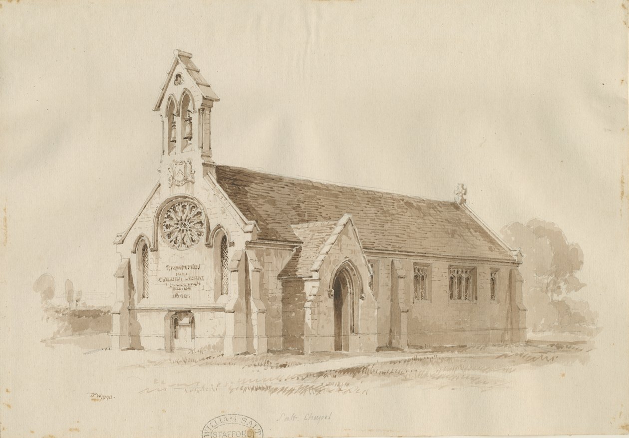 Stafford - Salt Chapel [St. James"]: toll- és mosórajz, 1840 alkotó: Thomas Peploe Wood