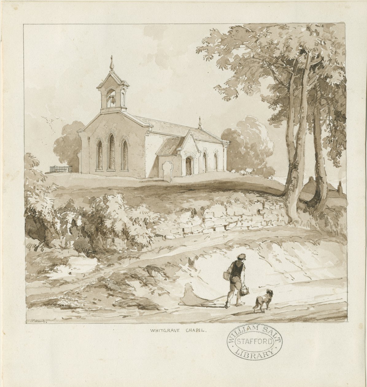Stafford – Whitgreave Chapel: szépia rajz, nd [c 1838] (rajz) alkotó: Thomas Peploe Wood
