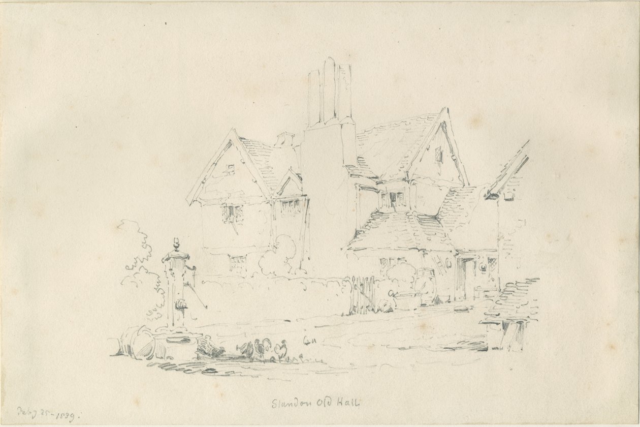 Standon Hall: ceruzarajz, 1839. febr. 25 alkotó: Thomas Peploe Wood